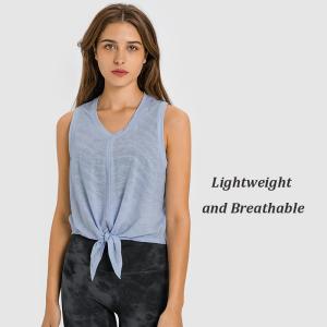 Wholesale Jacquard Bandage Ladies Yoga Tops Sweat Wicking Fitness Sleeveless Short Tank Top from china suppliers