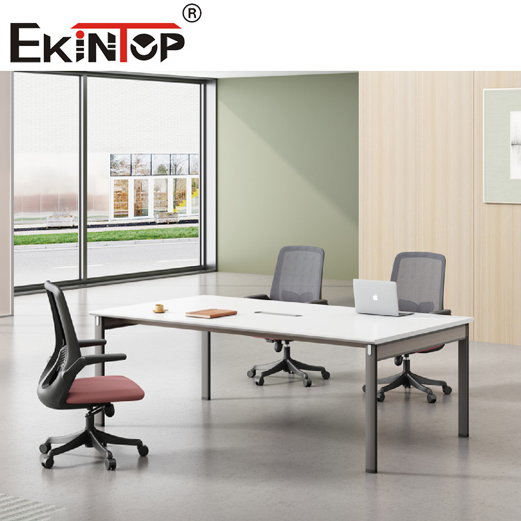 Convertible Rectangular Conference Table With Wood Steel Material 4 Legs