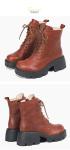 HZM038 Leather Women'S Boots Mid-Tube Boots Winter New Style Plus Velvet Warm