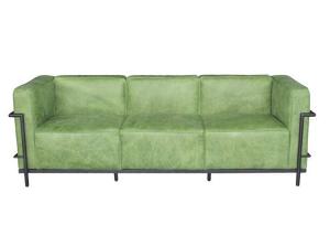 Wholesale Green Leather 3 Seater Sofa Vintage Leather Sofa With Tube Iron Frame from china suppliers