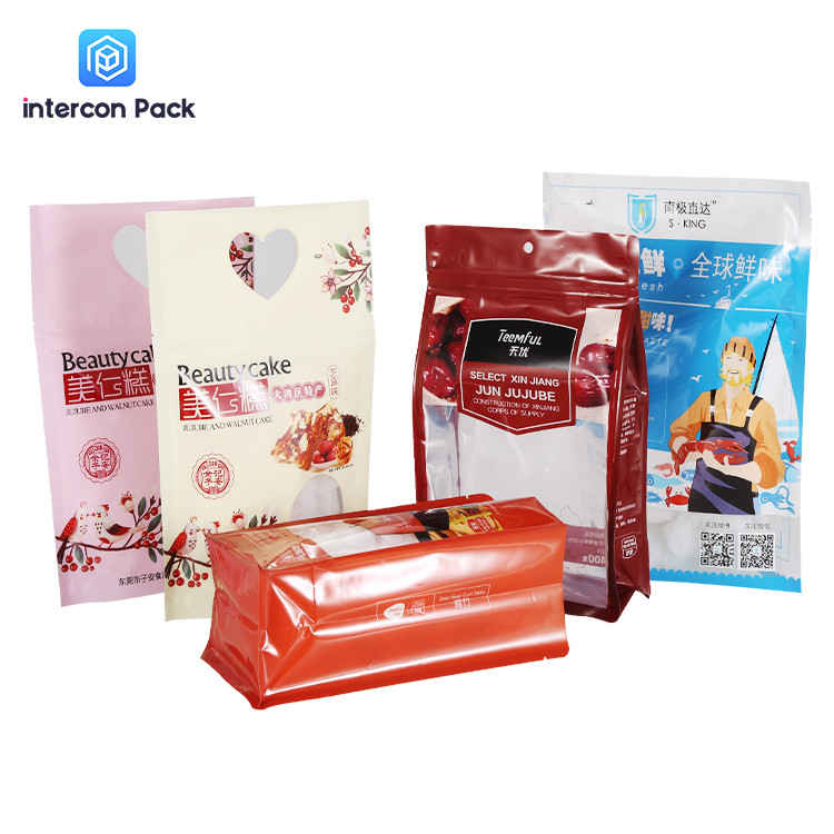 29.85x5.12 Inch Custom Resealable Plastic Bags Eight Sides Sealed For Snacks Foods Nuts