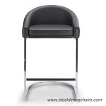 Kitchen Polished Stainless Steel 85CM 51CM White Upholstered Bar Stools