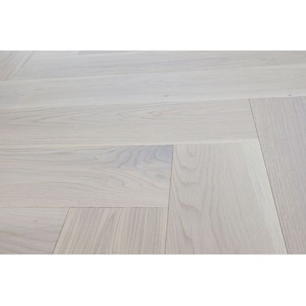 White Stained Herringbone Oak Engineered Hardwood Flooring