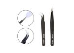 Straight Black 14cm Stainless Steel Eyelash Grafting Tweezers