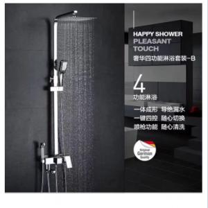 China Thermostatic Mixer Shower Set Square Chrome Twin Head Exposed on sale