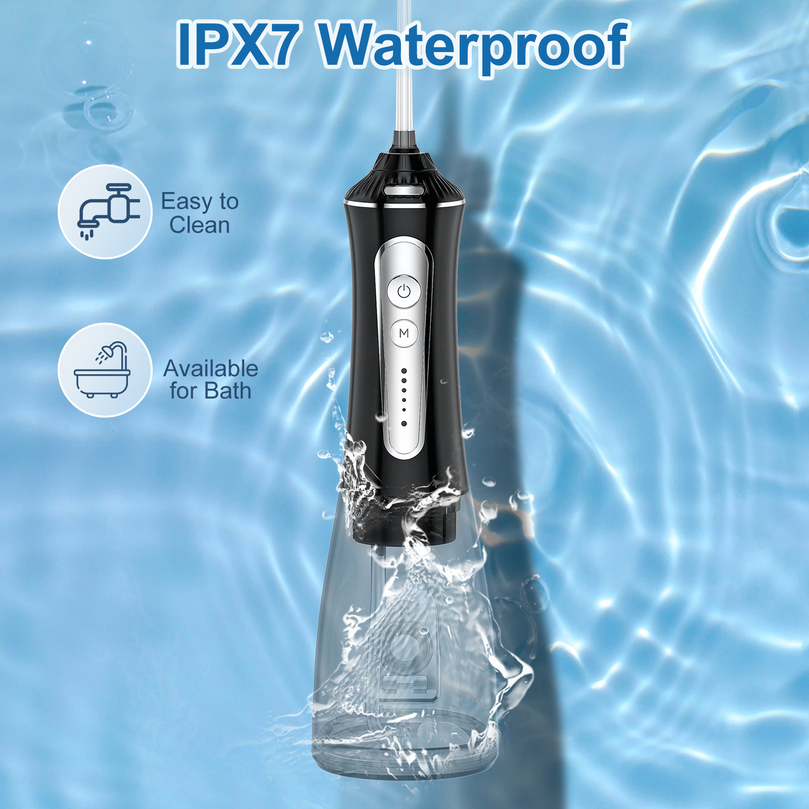 Soft Silicone Electric Dental Flosser Professional Design with 1200-1400 Pulse Frequency and IPX7 Waterproof Grade
