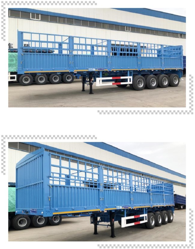 TITAN 4 Axle 80Ton Fence Cargo Trailer with Fence Cargo Semi Trailer