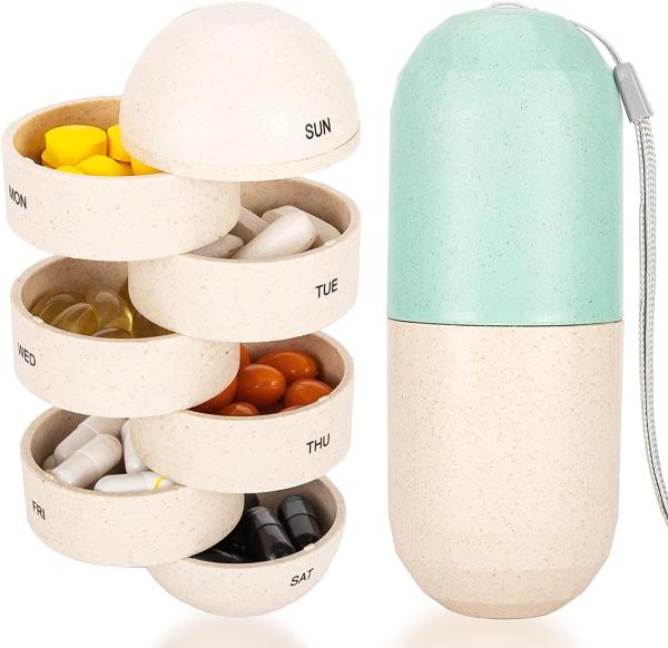 Cute Pill Organizer 7 Day, Weekly Pill Cases Box Waterproof MoistureProof,Travel