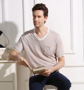Wholesale Lightweight Hemp V Neck T Shirt European Asian Amercian Standard Size from china suppliers