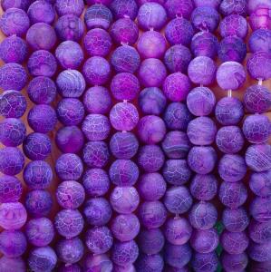 Wholesale Purple Weathered Agate Loose Bead Strands Semi Precious Stone Matt Frosted Cracked Agate for DIY Jewelry Making from china suppliers
