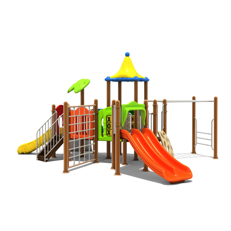 Commercial Plastic 3 Slides Playground AISI 304 PVC Swing Sets Outdoor
