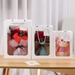 ISO9001 230gsm Cardboard Gift Bags With Clear Window Rectangle Shape
