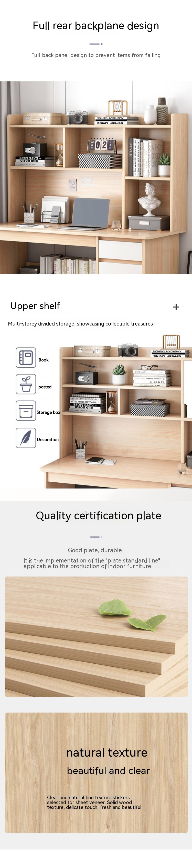 Home Student Study Table Writing Bookcase Bookshelf All-in-One Desk for Simple Computer