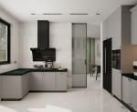 Timeless Stainless Steel Kitchen Cabinet With Dark Green Quartz Countertop And