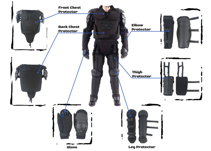 Free Size Riot Gear Body Armor , Black Military Body Armor With T Baton