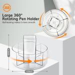5 Slots 360-Degree Spinning Acrylic Pen Holder for Desk, Marker Holder Caddy Art