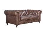 Chesterfield 2 Seater Chocolate Leather Sofa , Modern Sectional Two Person Sofas