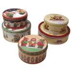 Holiday Gift Packaging Metal Tin Box Reusable Round Tin Cookie Containers Custom