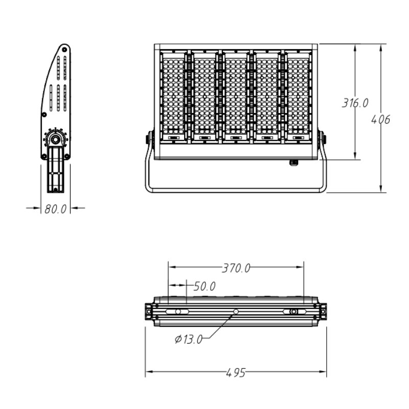240W LED Flood light product drawing