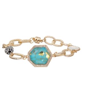 Wholesale Gold Foil Natural Turquoise Metal Chain Bracelet from china suppliers