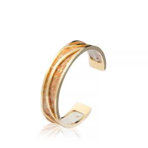 Wholesale Gold Plated Metallic Brass Handmade Leather Cuffs 13mm width from china suppliers