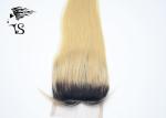 613 Blonde Lace Front Closure Piece With Dark Roots Long Silky Straight 14 Inch