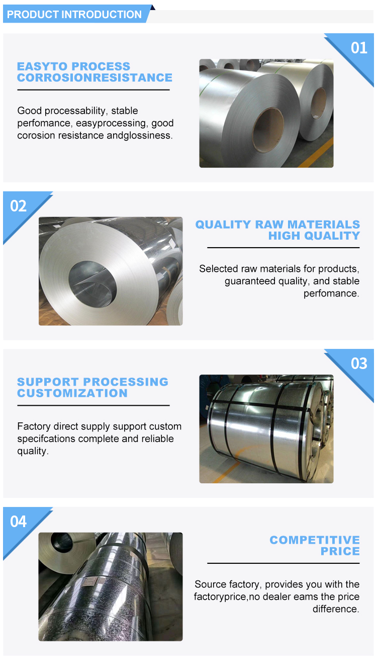 Dx51d Dx52d Dx53d galvanized steel coils a653 zinc coating for customer requirements