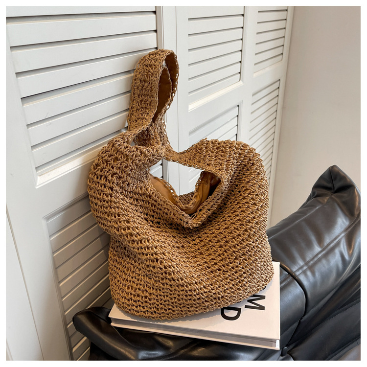 Large Capacity Handmade Woven Tote Bag Moroccan Summer Beach Shoulder Bag for Women