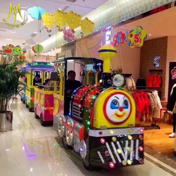 Hansel outdoor park kids train battery operated backyard amusement trackless train rides