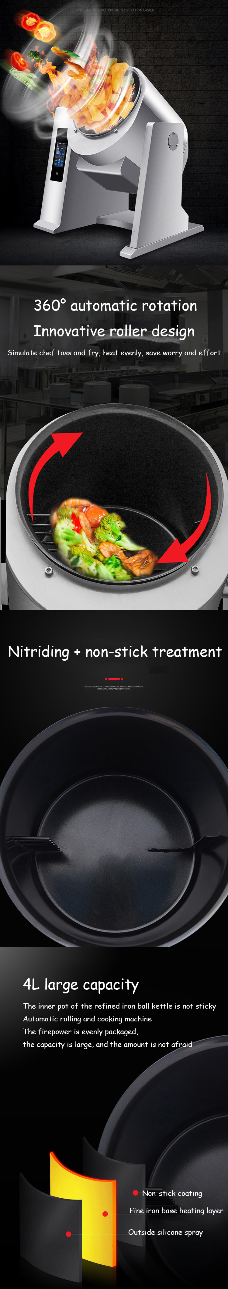 Automatic kitchen machine for cooking self fried rice cooked food machine smart food cook machin