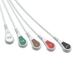 Grey Compatible IVY 5Lead ECG Cable AHA Snap 1m 3.0 diameter