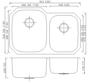 Brushed Surface Double Basin Undermount Kitchen Sink 16G Thickness