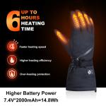 7.4V Battery Rechargeable Heated Gloves Black Winter Snow Proof