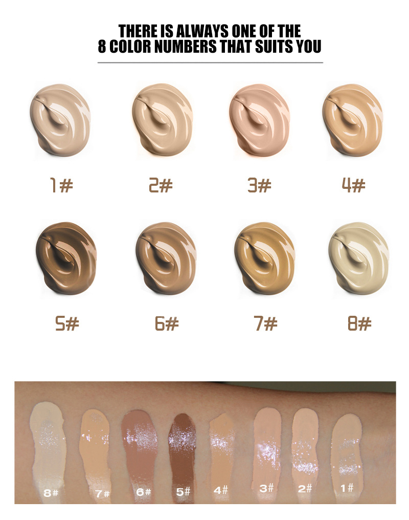 No logo 8 Colors Makeup Private Label Liquid Foundation Full Coverage Foundation Wholesales