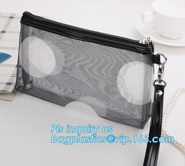 PVC Mesh Cosmetic Bag Coin Purse for Mom Holiday Gift Pink Bag, Portable Travel