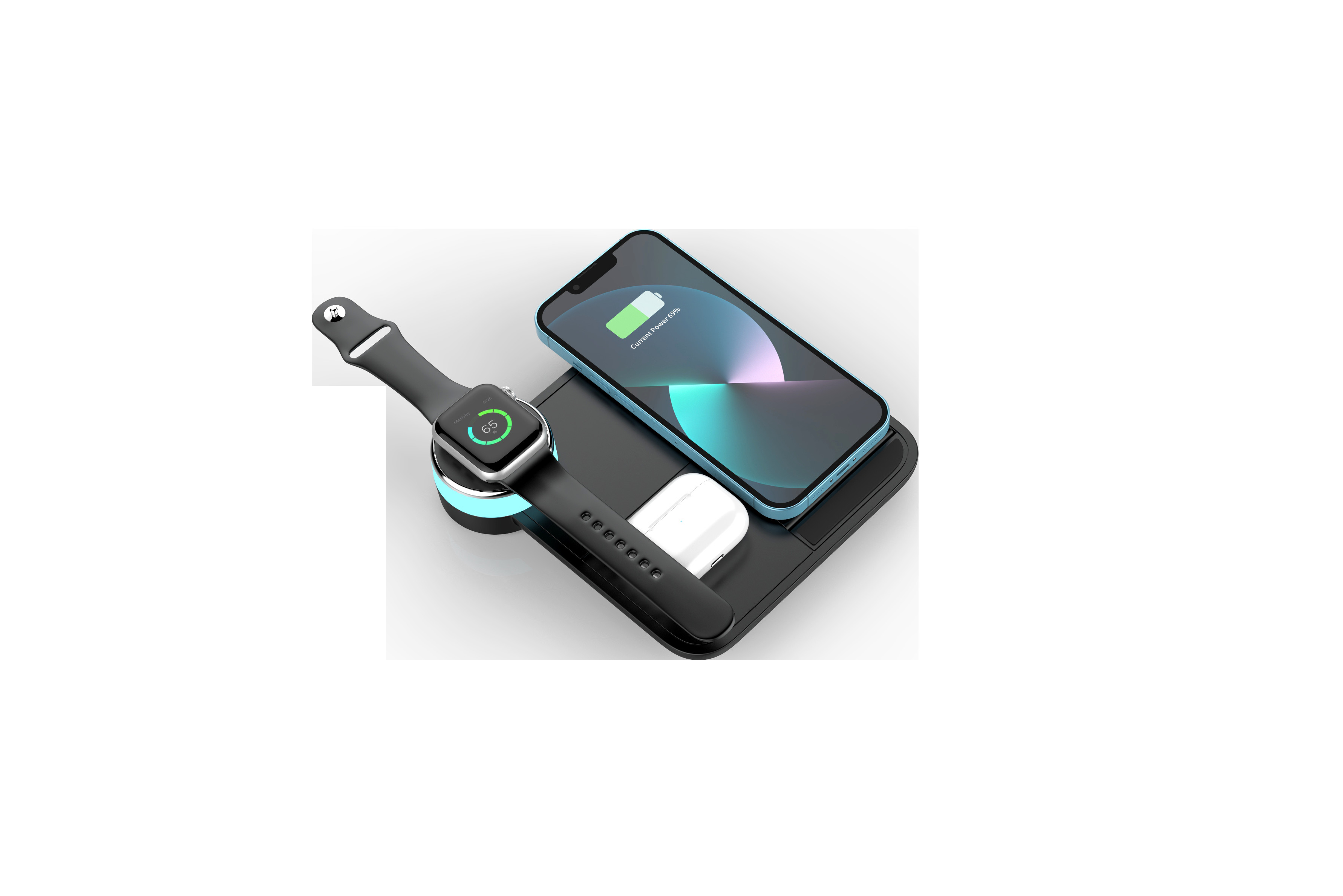 150.6*150.6*30.8MM Multifunction Wireless Charger for Phone 15W Output 5V/2.1A Input