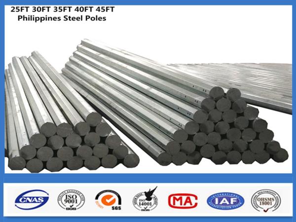 Philippines Nea Standard 15kv 69kv Hot Dip Galvanized 25FT 30FT 35FT 40FT 45FT