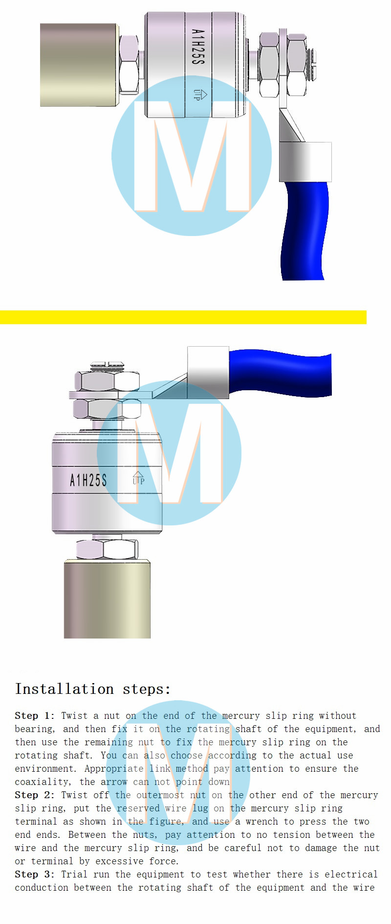 Chinese Manufacturer Mercury Liquid Slip Ring Rotary Connector Conductive Ring 250A Chinese Conductive Connector Mercury