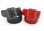 Chain Acrossed Buckle 5.5cm Women's Fashion Leather Belts