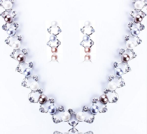 Bright gold diamond luxury imitation pearl necklace / bridal jewelry sets