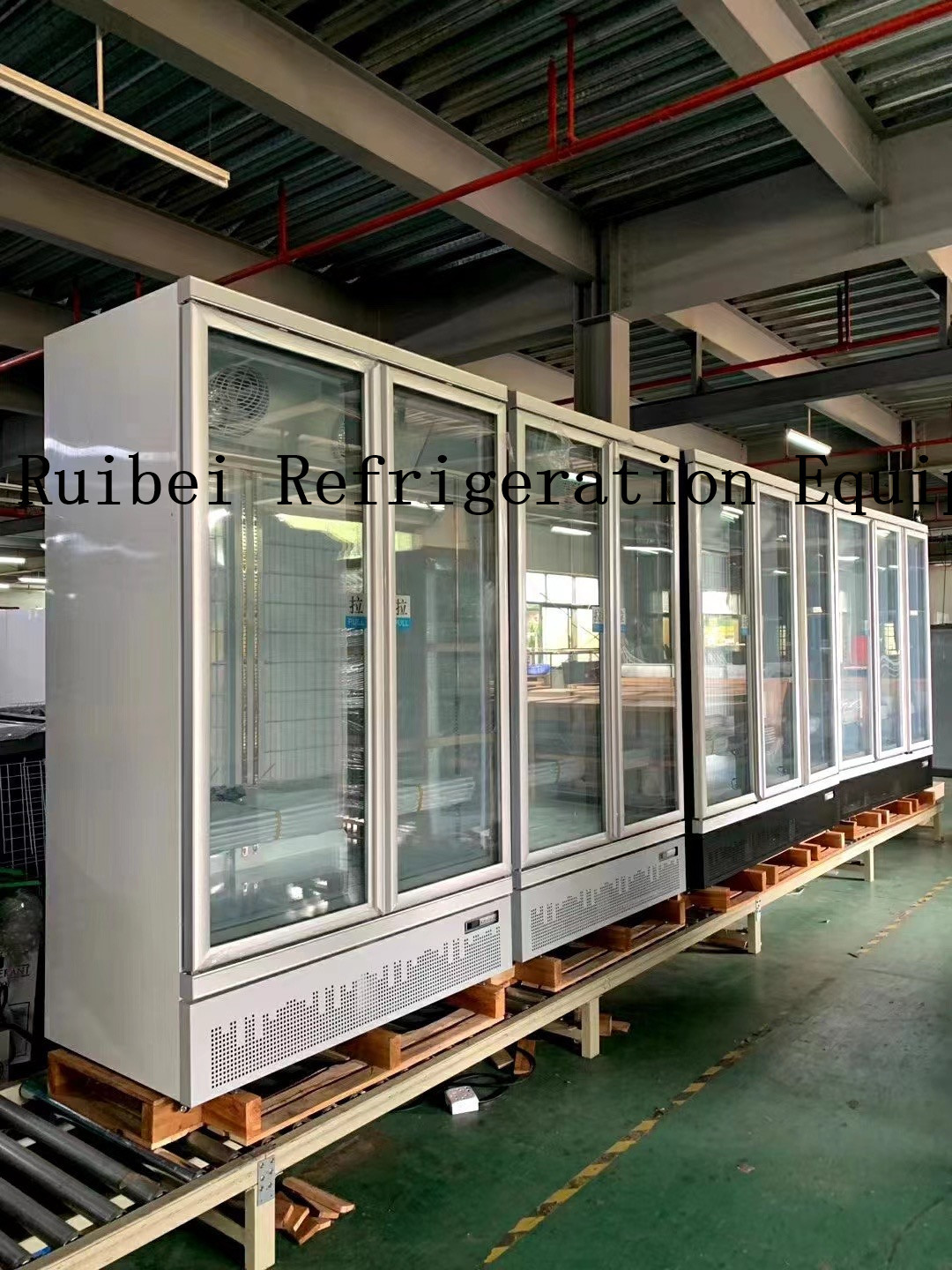 Hihg quality upright showcase glass door freezer for ice cream with led light