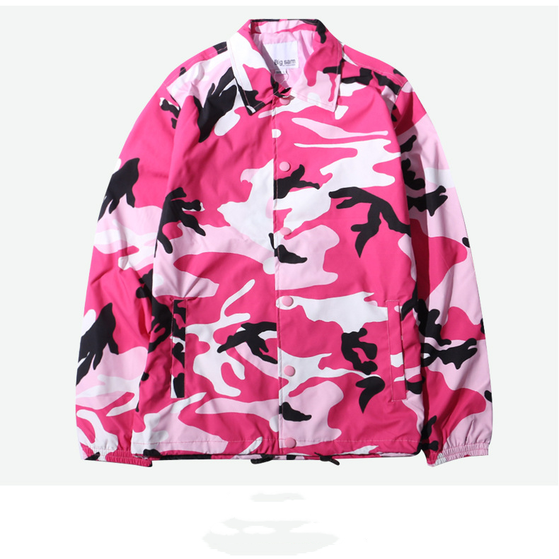 New Plus Size Coach Blue Camo Jacket , Twill Coach Jacket Eco Friendly
