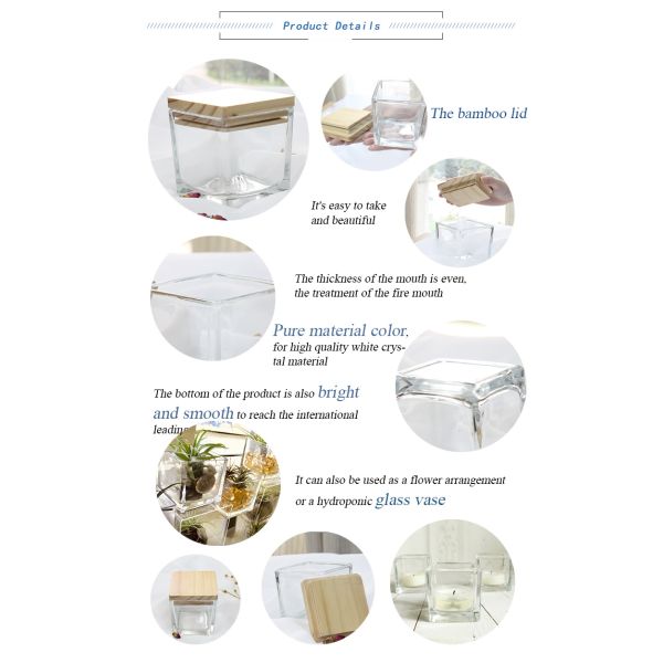 Embossed Clear Glass Candle Jars Rectangle 4oz 6oz 8oz 10oz 12oz