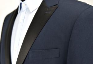 Wholesale Slim Fit Mens Tuxedo Suit Navy Black Piping Anti Static ISO9001 Certification from china suppliers