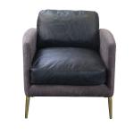 L77cm Metal Legs Single Seater Leather Couch Real Leather Chair
