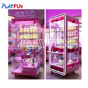 Wholesale Coin operated games luxury full transparent doll claw vending machine Transparent pink toy doll club candy vending claw from china suppliers