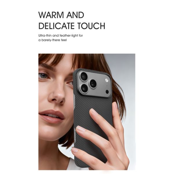 Customized Aramid Carbon Fiber Mobile Cover with Metal Frame for iPhone 17 Pro Max
