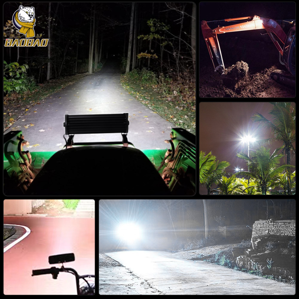 80V Offroad Auto Work Light 40W Rectangle White Yellow Flash