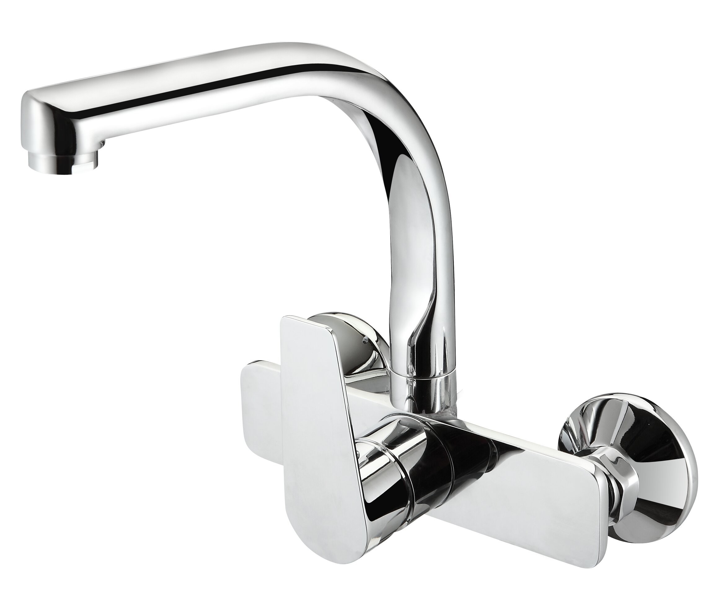 360° Moveable Brass Kitchen Mixer Faucet Two Hole Wall Mounted