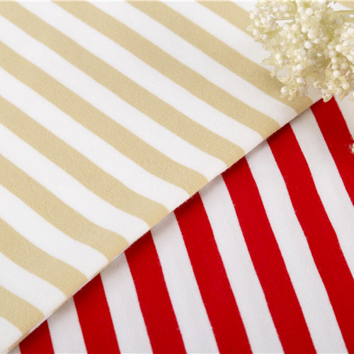 Wear Resistant Easy To Dry Striped Material Fabric Knit Style For T Shirt